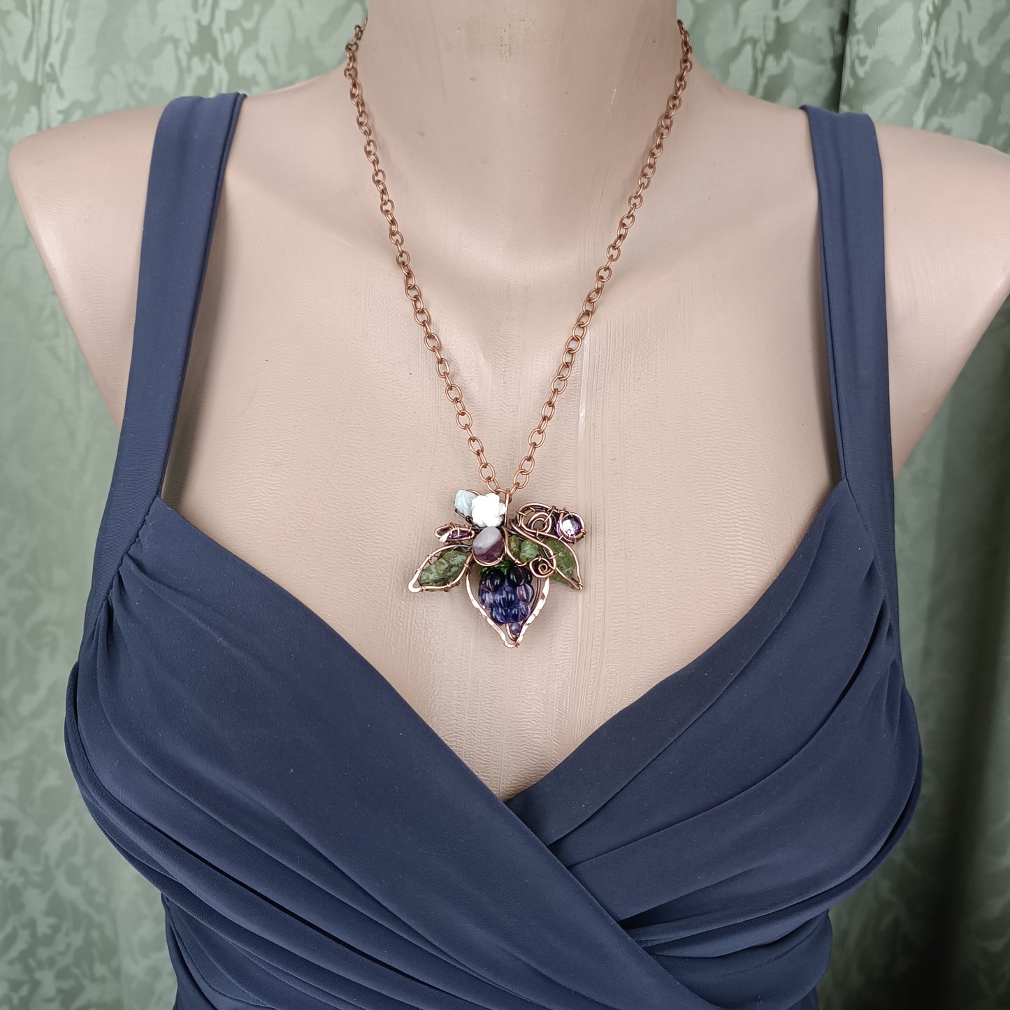 Glass blackberry necklace