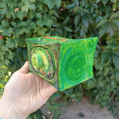 Garden mouse. Hand painted jewelry box.
