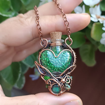 Green pixie dust. vial necklace