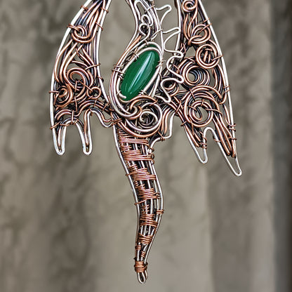 Silver and copper dragon necklace