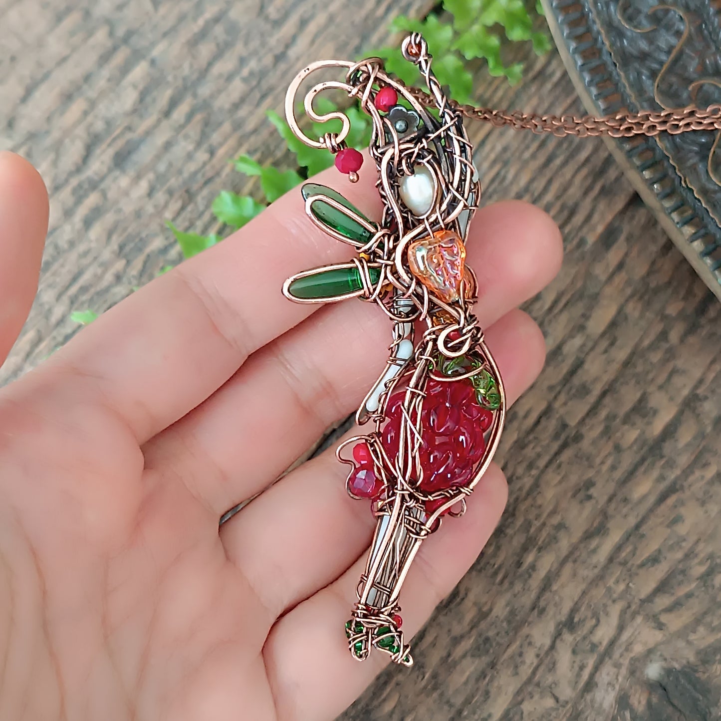 Sweet raspberry fairy pendant