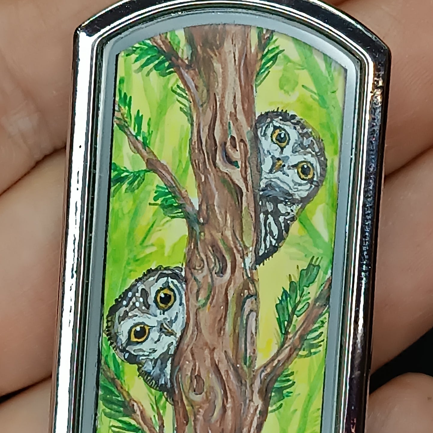 Wizard's helpers🌿 Painted pendant🦉🐿️