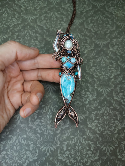Larimar Lagoon. Mermaid necklace