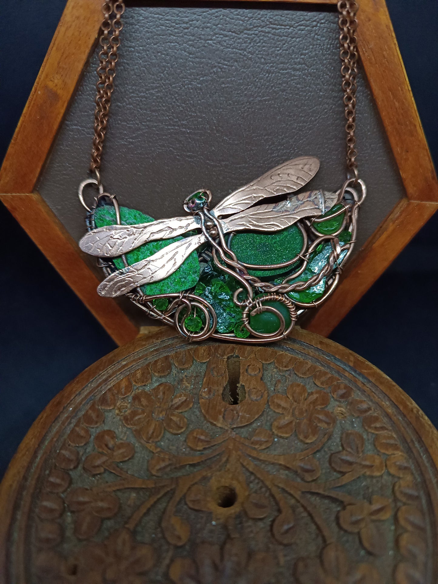 For Cheryl. Green dragonfly necklace.