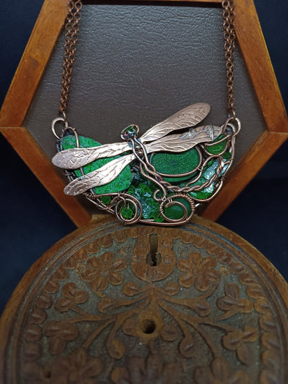 For Cheryl. Green dragonfly necklace.