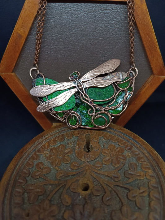 For Cheryl. Green dragonfly necklace.