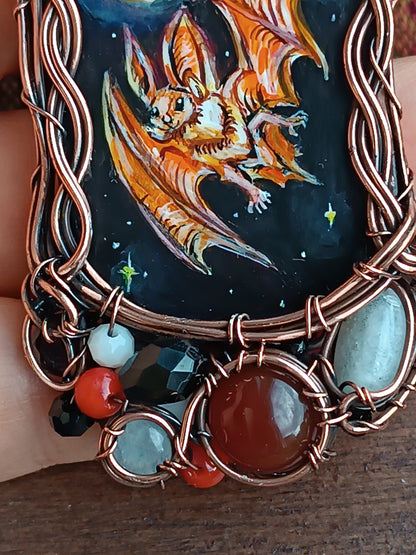 Halloween potion. Wearable art necklace.🦇🐈‍⬛🍲