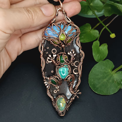 Frog and water lily necklace