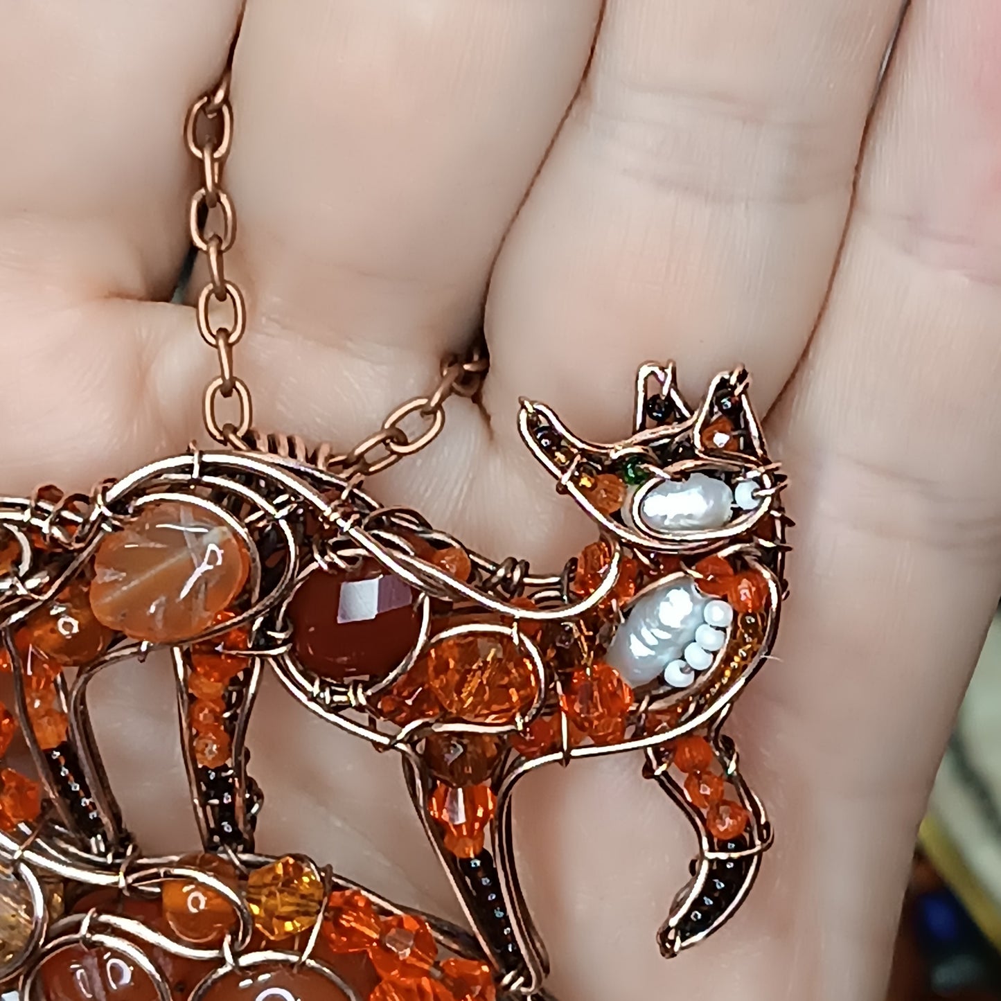 For Kim. Cute swoopy tail Fox pendant