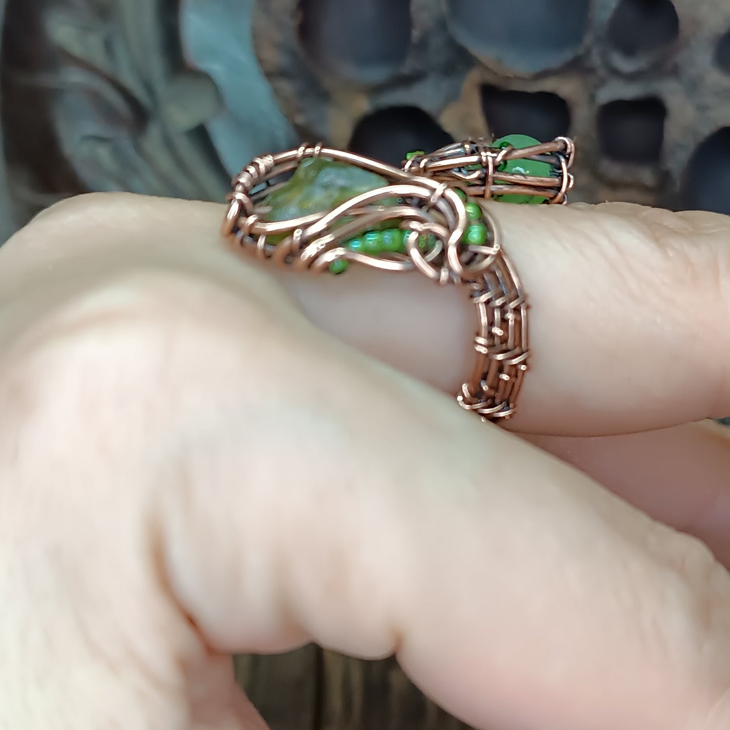 Peridot ring. Adjustable. Size S-L