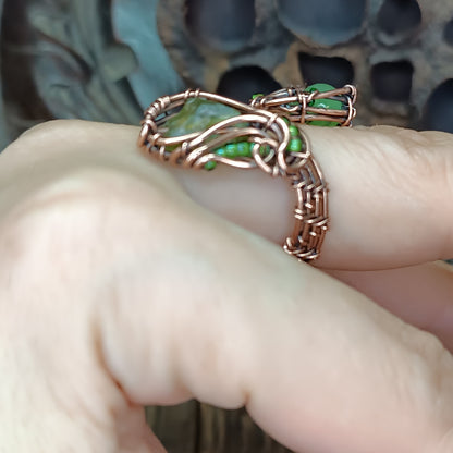 Peridot ring. Adjustable. Size S-L