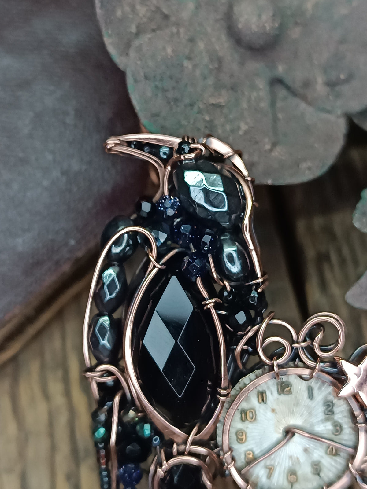 Time keeper. Raven necklace