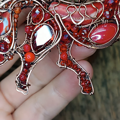 Red fire horse necklace/pin (two in one)
