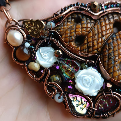 Golden tiger eye snake necklace