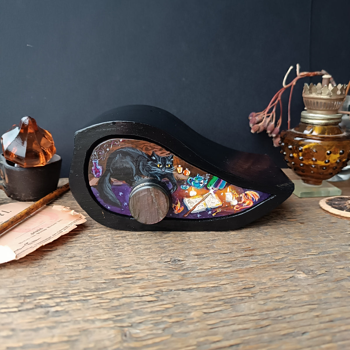"Magic Halloween". Jewelry box for your secrets and trinkets 🐈‍⬛🐉🔮