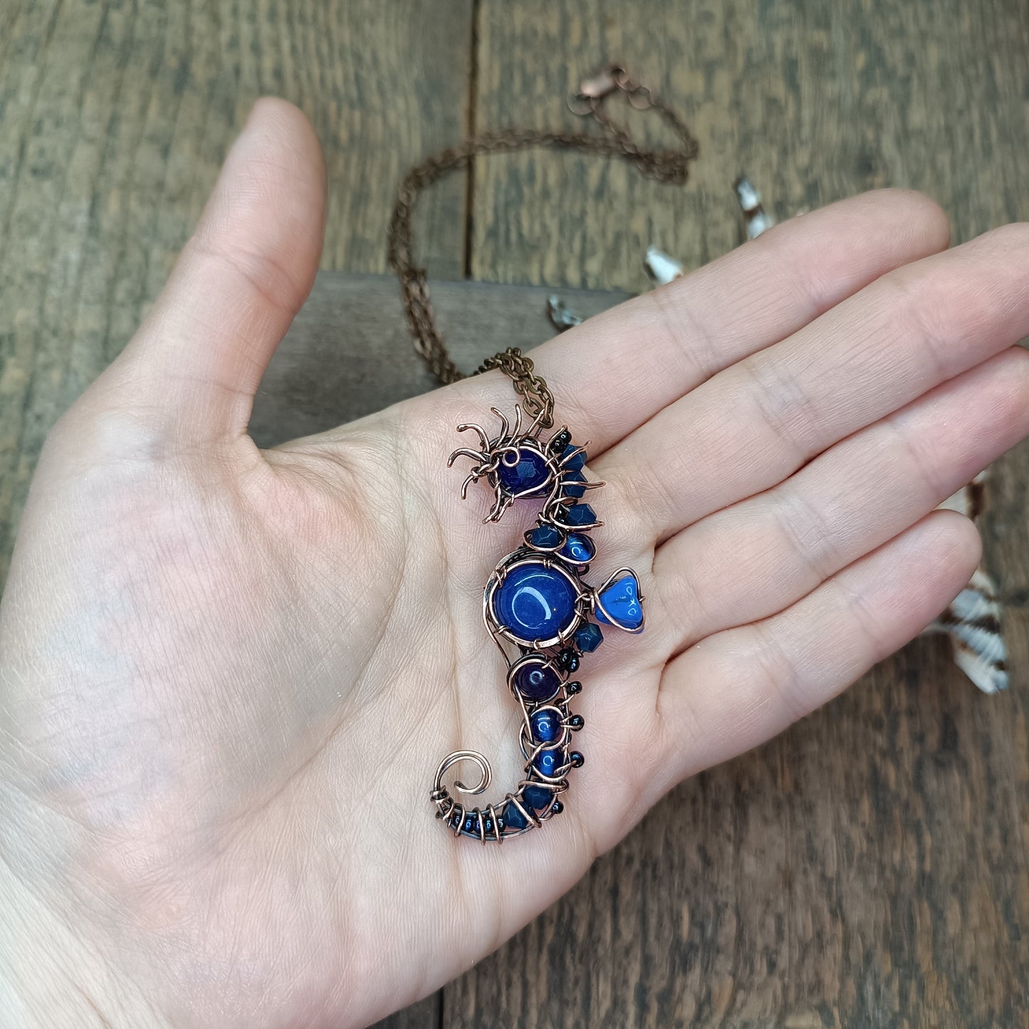 Blue lapis seahorse pendant