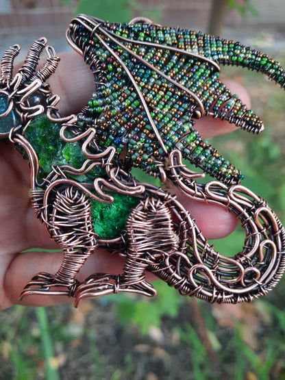 Green forest dragon necklace