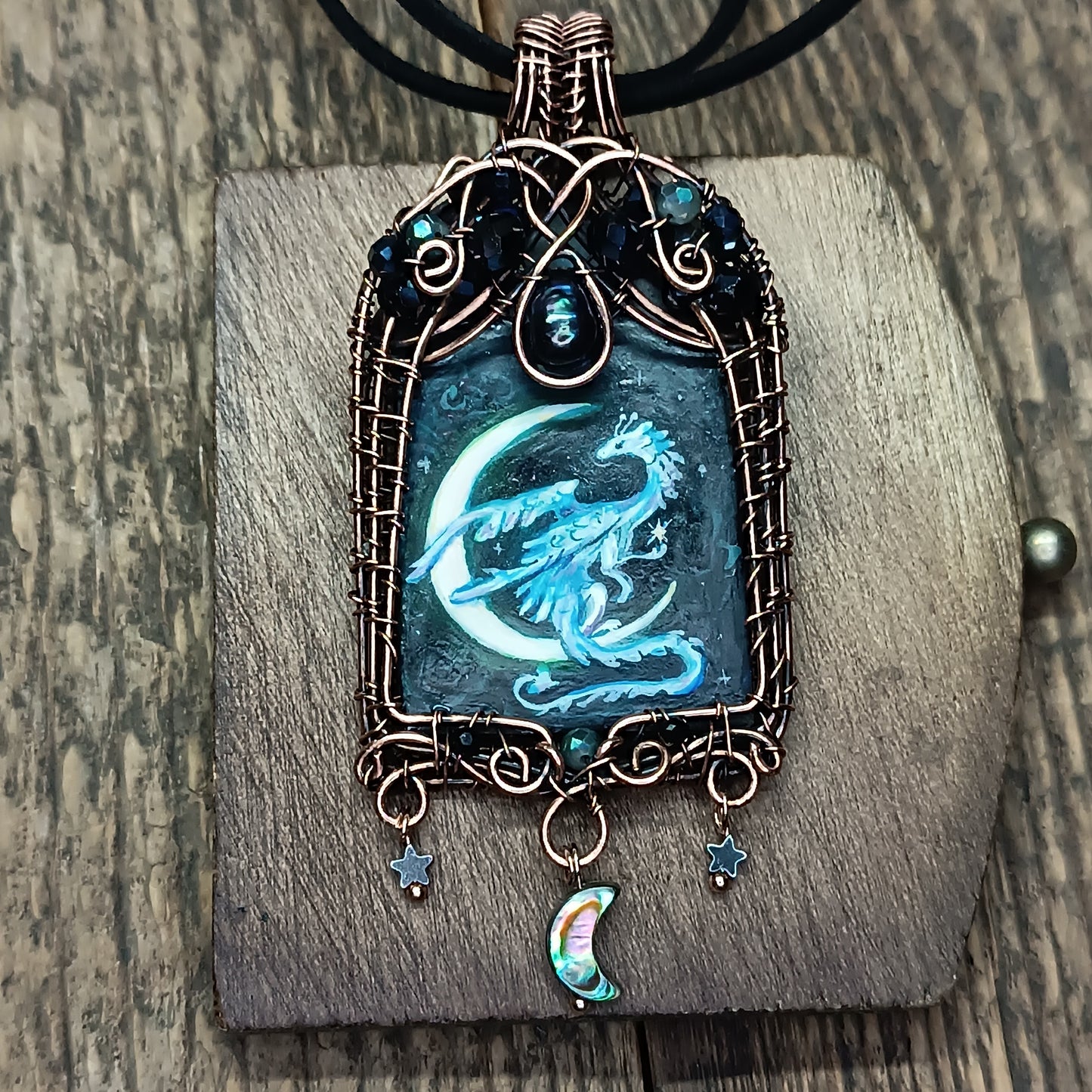 Moonlight ballade. Owl and Dragon necklace.