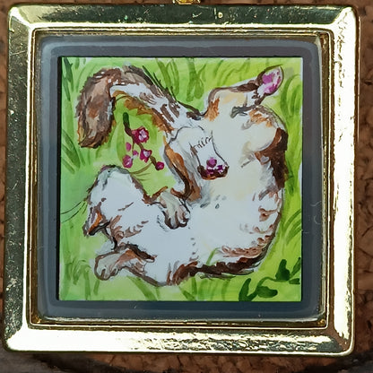 Cats sunbathing. Miniature hand painted pendant.