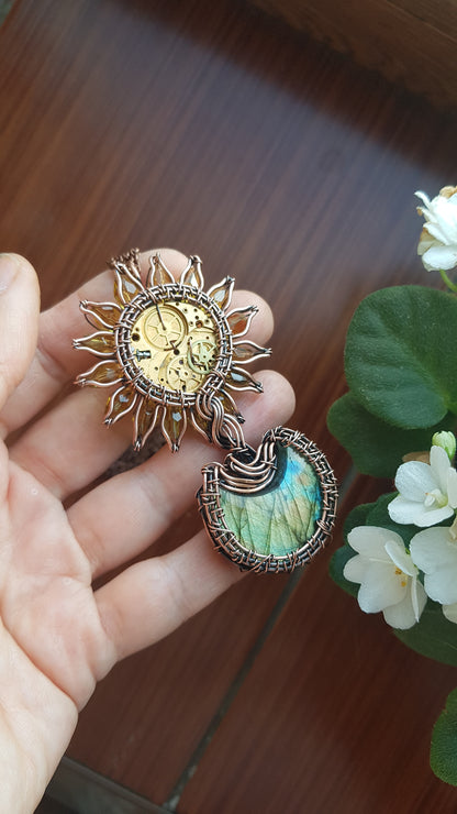 Magic sunflower in a moon pot. pendant