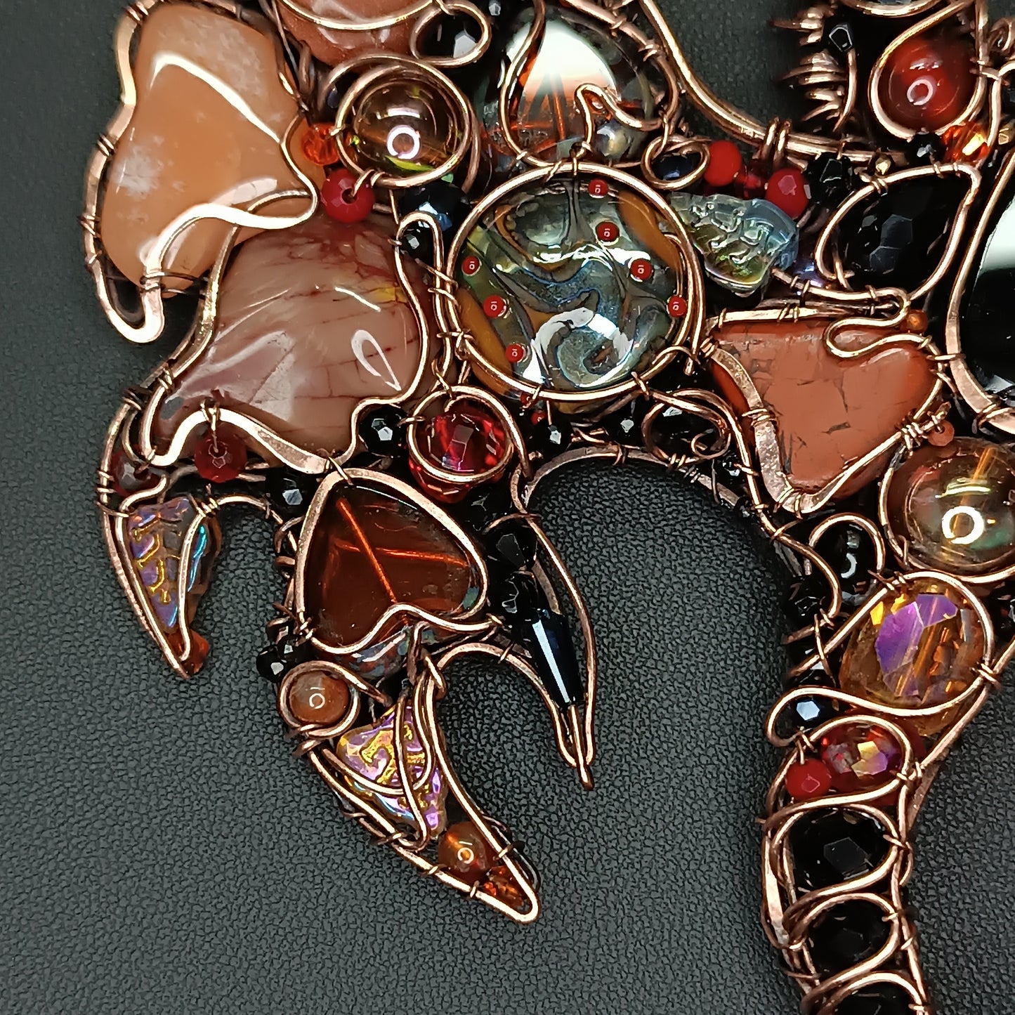 Fire dragon statement necklace