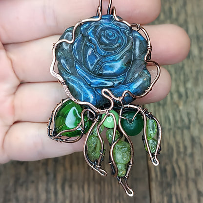 Blue rose pendant