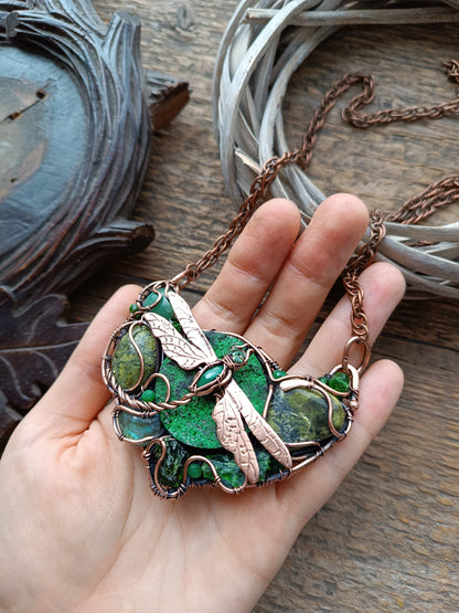 Green dragonfly necklace for Josh