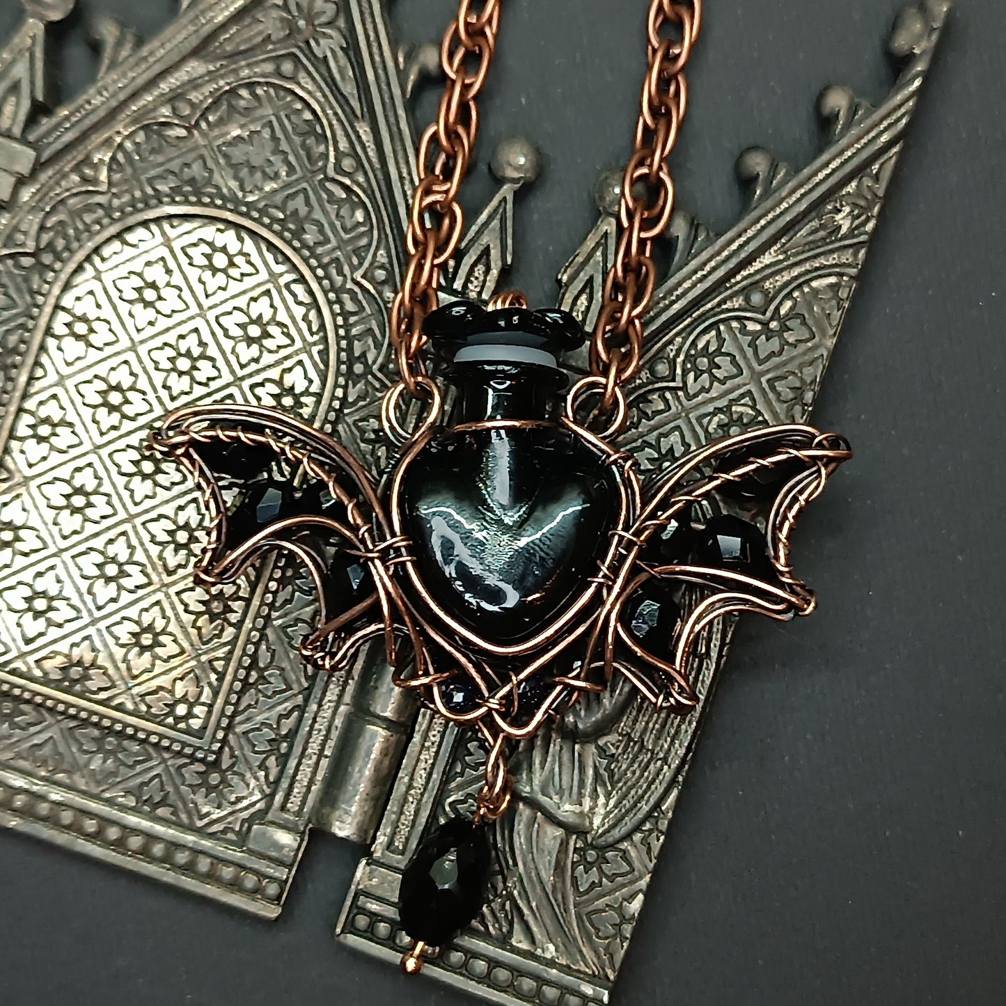 Bat vial necklace