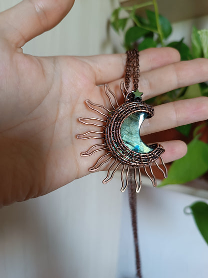 Sun and moon necklace