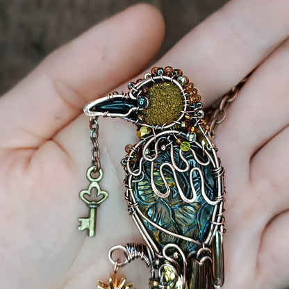 Secret keeper and The Sun. Raven necklace.