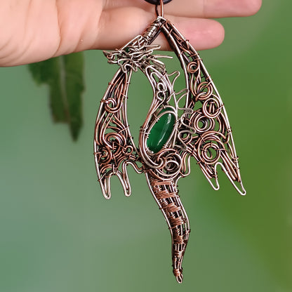 Silver and copper dragon necklace
