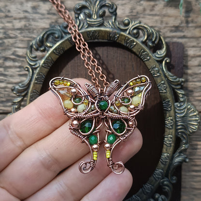 Luna moth necklace