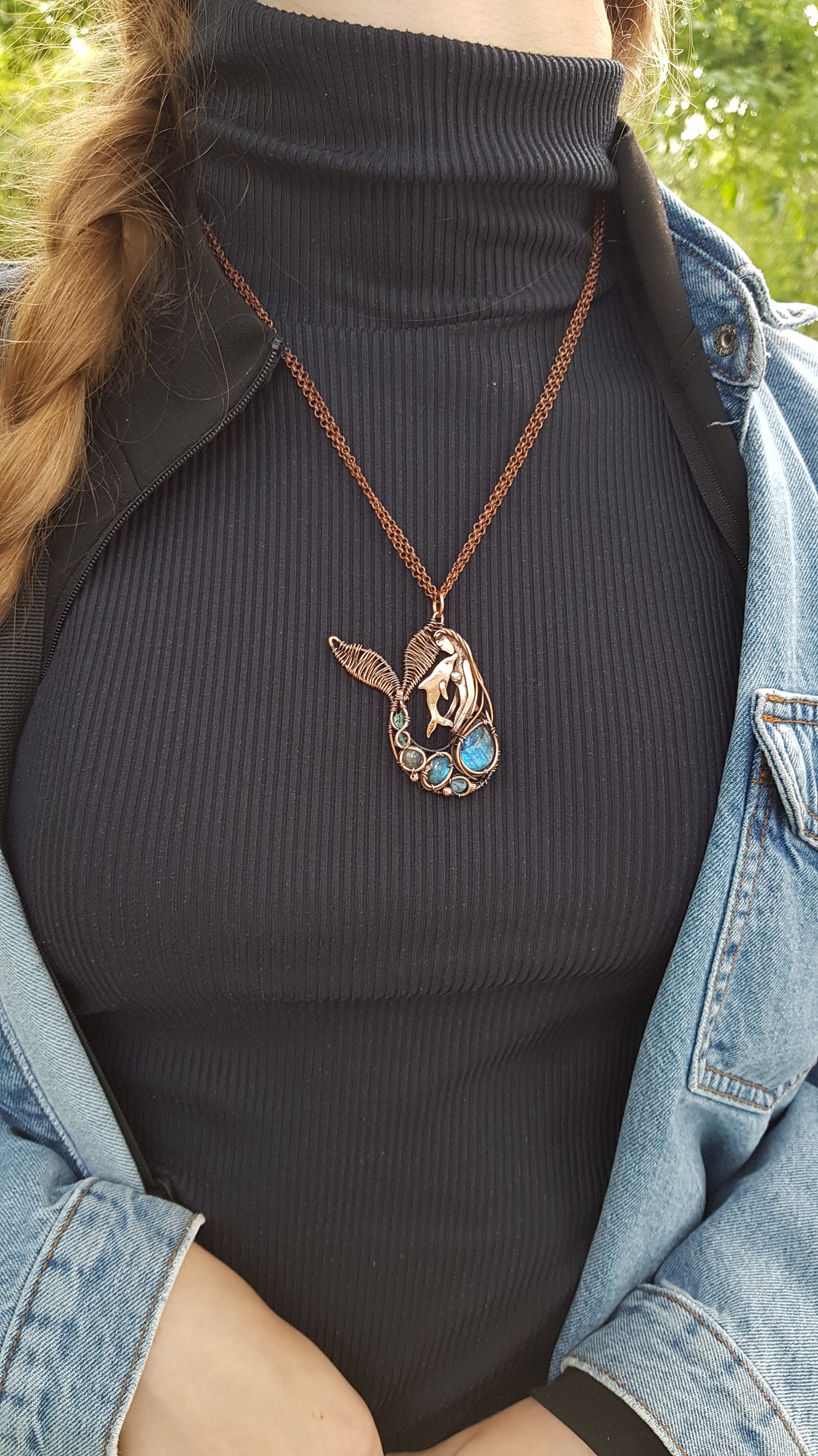 Mermaid and dolphing necklace