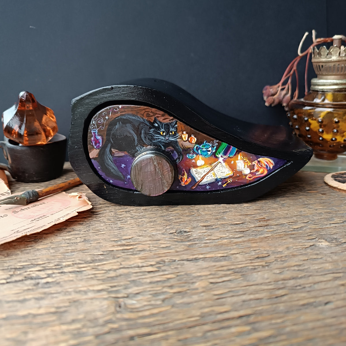 "Magic Halloween". Jewelry box for your secrets and trinkets 🐈‍⬛🐉🔮