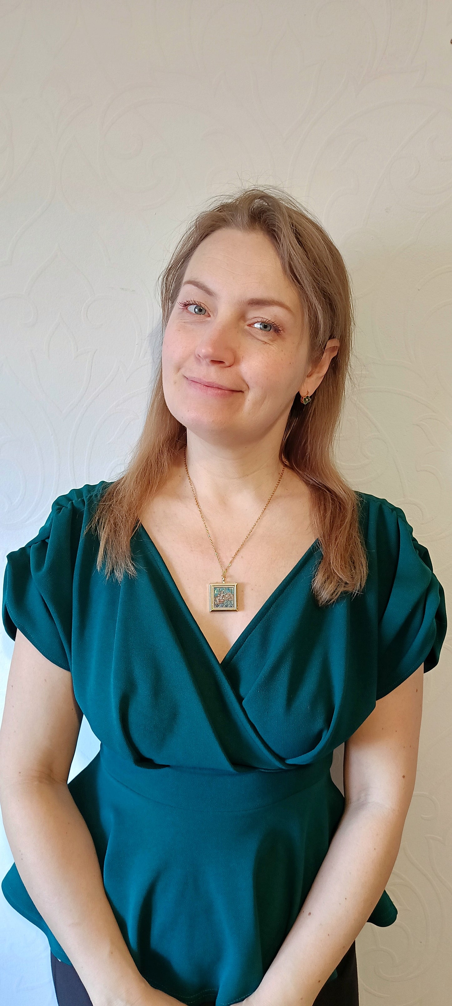 Tiger and princess. Hand painted miniature pendant. Sure thing its one of a kind!