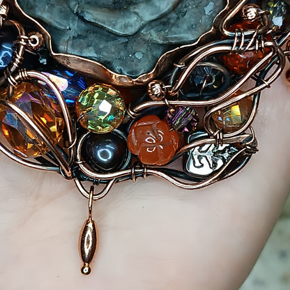 Hidden fire. Rose necklace.