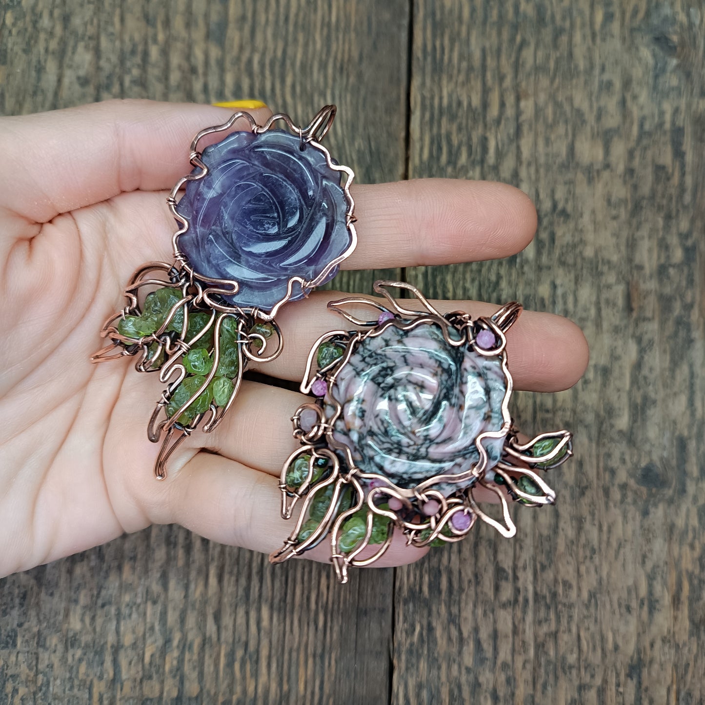 Two rose pendants. Made to order.
