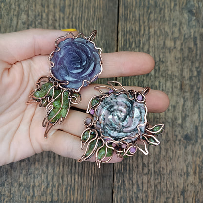Two rose pendants. Made to order.