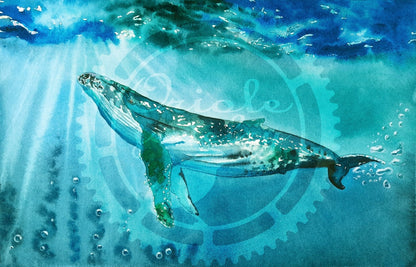 DIGITAL Blue whale watercolor Print Digital Download