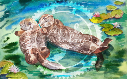 Otters holding hands DIGITAL download