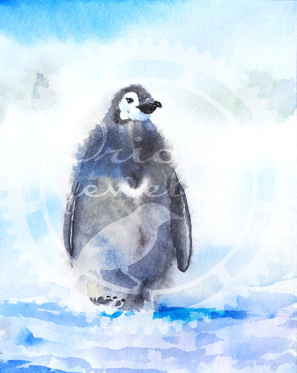 Penguin watercolor DIGITAL download