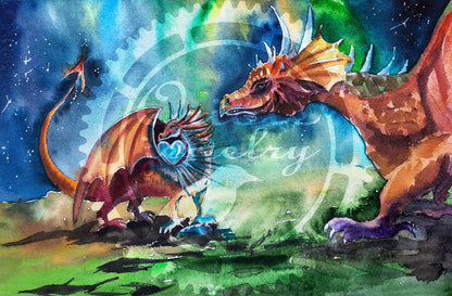 DRAGONS watercolor DIGITAL download