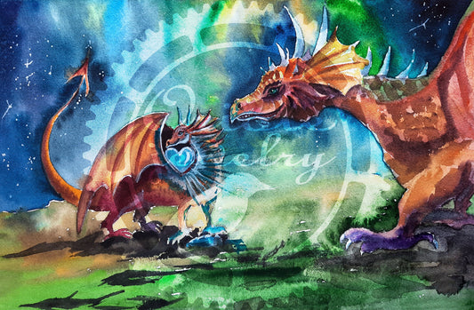 DRAGONS watercolor DIGITAL download