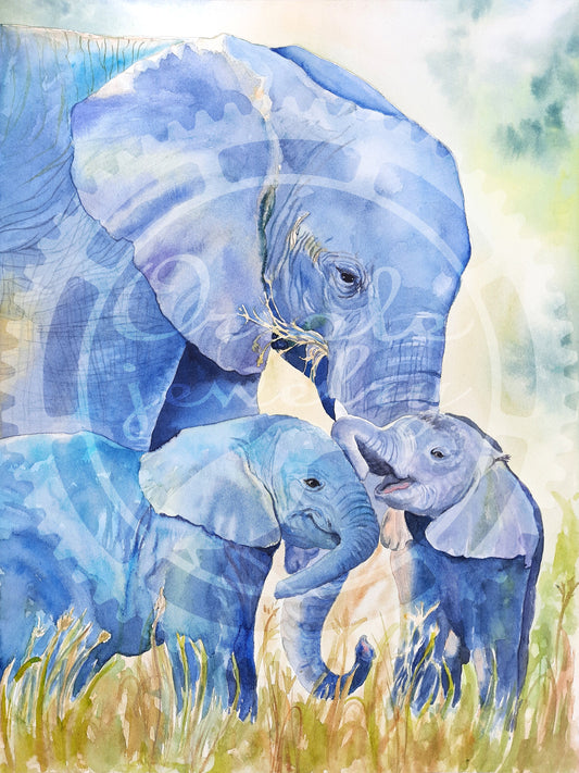 ELEPHANTS watercolor DIGITAL download