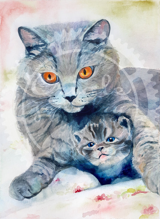 Mama cat and her kitten DIGITAL download