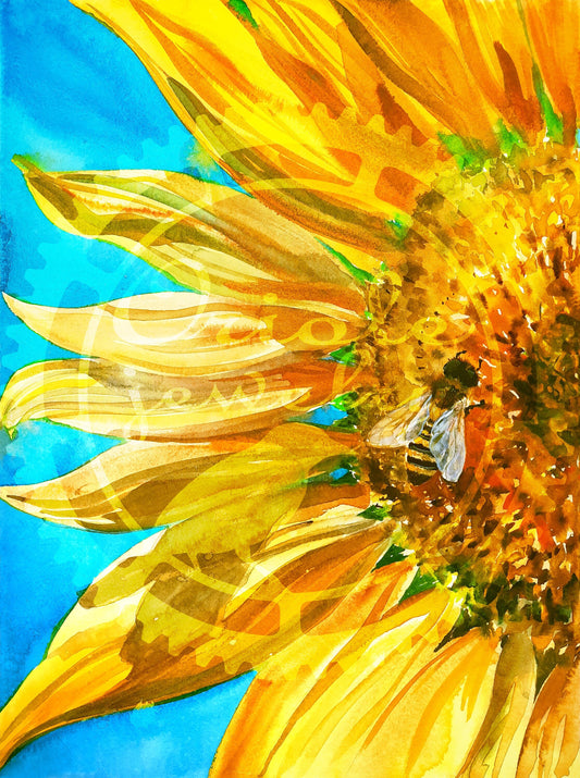 Bee and Sunflower DIGITAL download