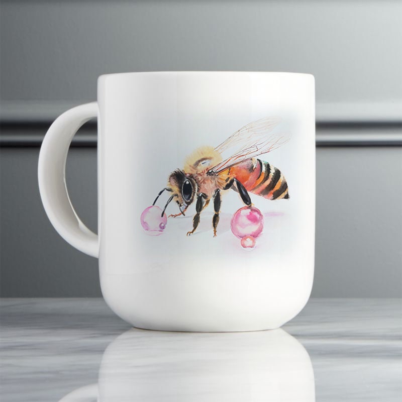 Bee on two pink sugar bubbles DIGITAL download