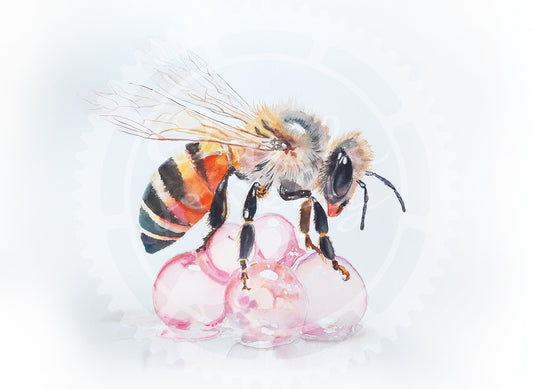 Bee on pink candy bubbles DIGITAL download